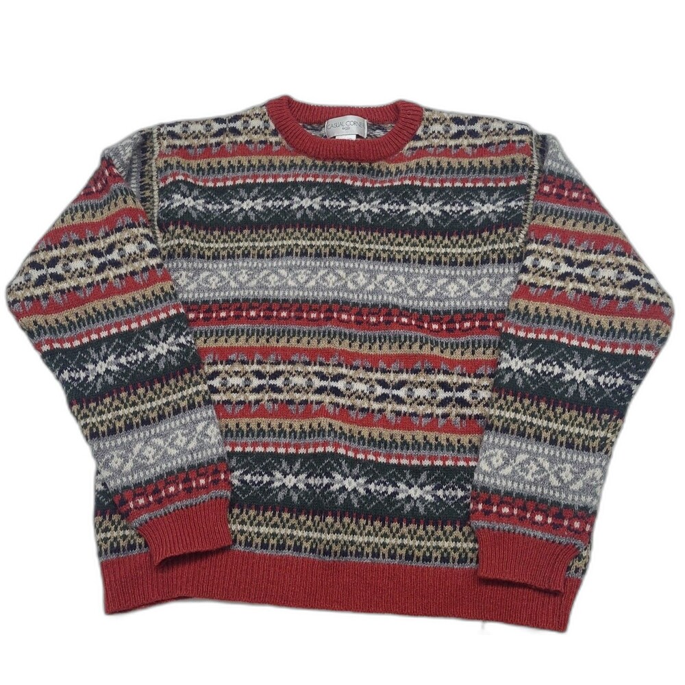 Vtg Shetland Wool Sweater Fair isle nordic by Casual Corners